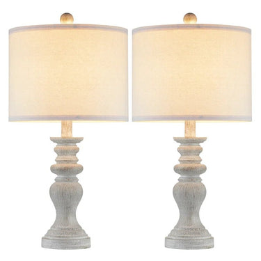 Charlottesville Distressed Beige Resin Table Lamp Set with Charging Ports - Melillo EnterprisesAll categories